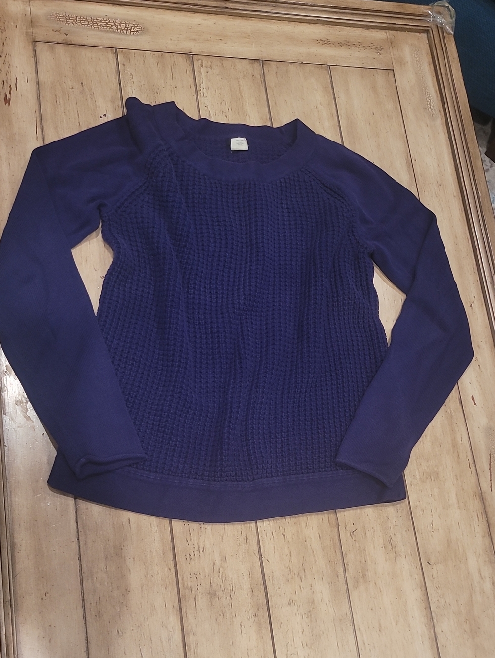 J. Crew Navy Waffle-Knit Crewneck Sweater